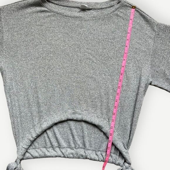 Gap Soft Spun Drop Sleeve Tie Detail Flowy Relaxed Fit Gray Top. Shirt. Medium. - Picture 5 of 7